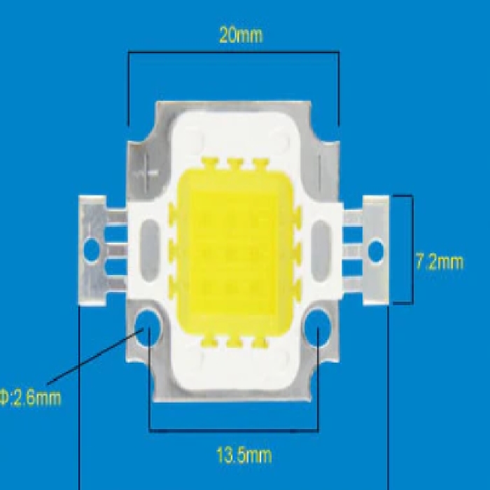 LED čip 10W 12V DC 1100 lumenov 29mm x 20mm 6000K - deli za stroje